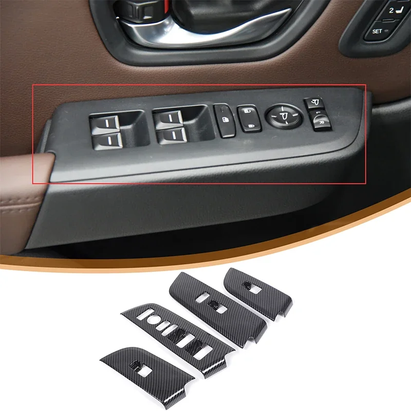 For Honda Pilot 2023-2024 ABS carbon fiber car styling car door glass lift button panel frame sticker car interior accessories