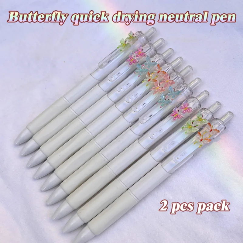 2 PCS Cartoon Butterfly Kawaii Gel Pens Animal Pens Cute School Supplies Stationery Office Gel Pen Aesthetic Stationery Gift
