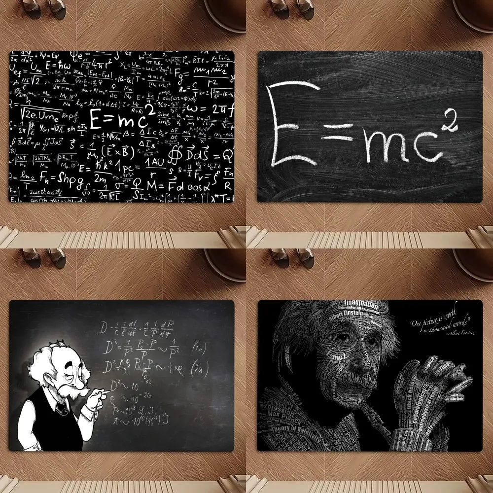 Art  Albert E-Einstein Math Floor Mat Bedroom Kitchen Door Bath House Super Absorbent Foot Non-slip