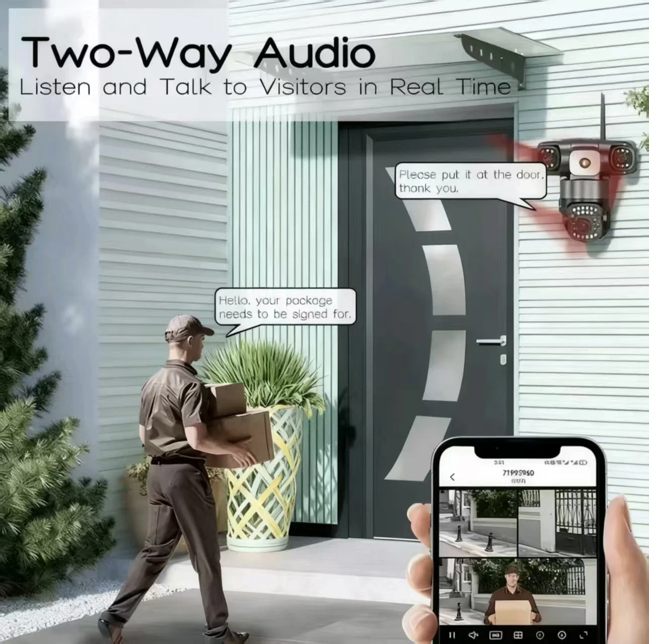 Telecamera WiFi PTZ da 15 MP con tre lenti Tre schermi Visione notturna a colori Telecamera IP di sicurezza esterna Telecamera di sorveglianza CCTV App V380