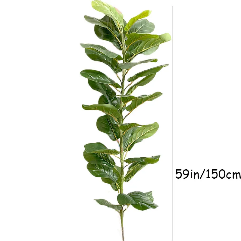 59in Large Artificial Ficus Tree Tropical Fake Plants Green Plastic Palm Leafs Big Monstera Tree Branch For Home Garden Decor