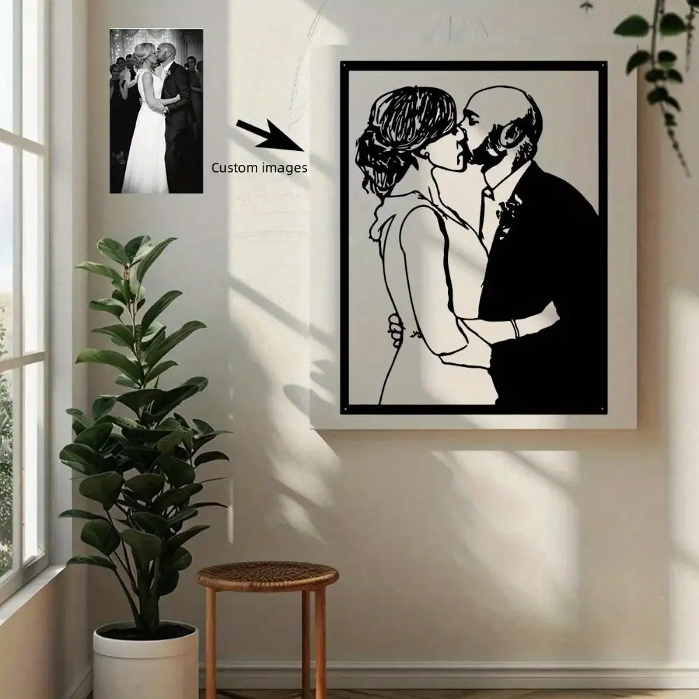 

Custom Metal Line Art Portrait Personalized Home Decor Wall Art Gift