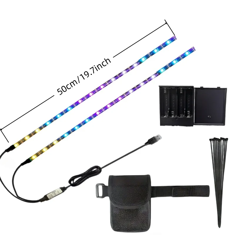 شريط إضاءة LED للسكوتر الكهربائي، مصدر طاقة مزدوج الوضع USB/بطارية، ضوء تحذير عالمي للركوب الليلي، شريط إضاءة أمان،