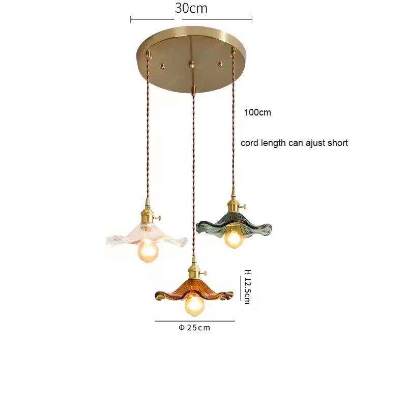 Home Eenvoudige LED Hanger Licht Armatuur Slaapkamer Woonkamer Bar Kleurrijk Glas Koperen Hangende Lamp Licht Edison Plafond Kroonluchter plafondlamp hanglamp led verlichting hanglamp woonkamer