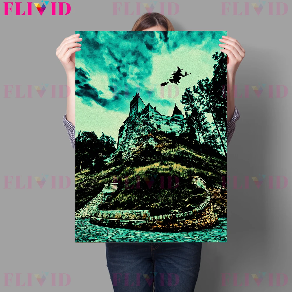 The Witch House And The Haunted Hospital Vintage Wall Art Canvas Paitning The Creepy Hotel And Castle Art Poster Print Decor