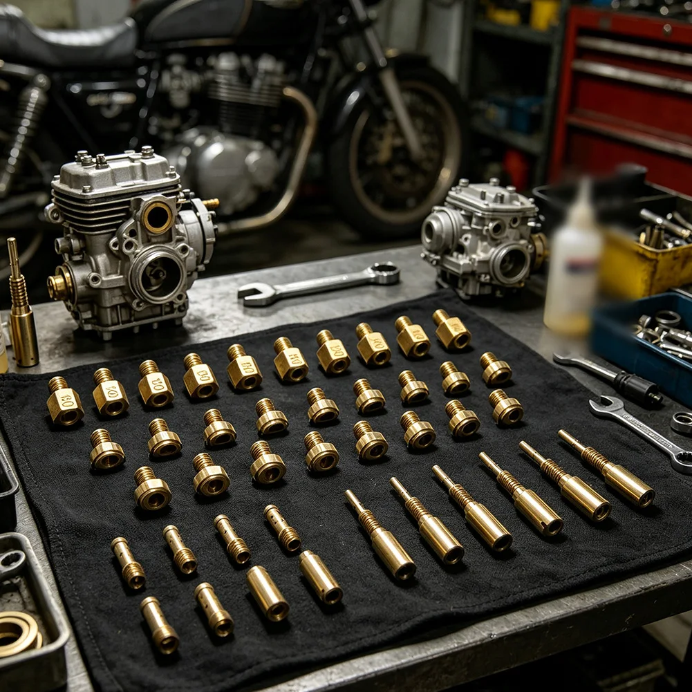 For Mikuni VM28 VM4 VM22 Jet Kit 42 Pieces Main and Jets for Carburetor Tuning and Air Fuel Mixture Optimization