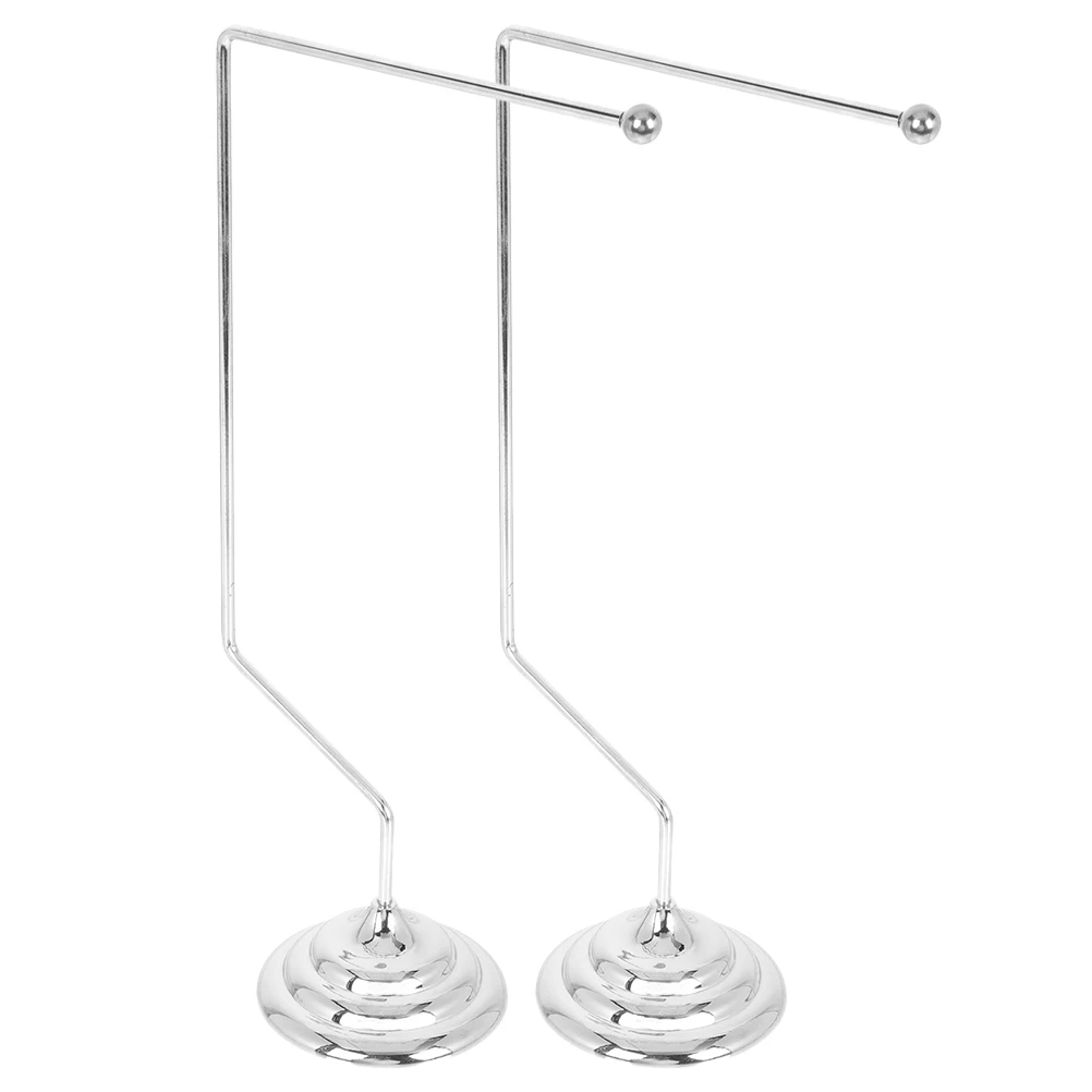 

2 Pcs Table Flag Stand Display Desk Holder for Flags Desktop Flagpole Office Silver