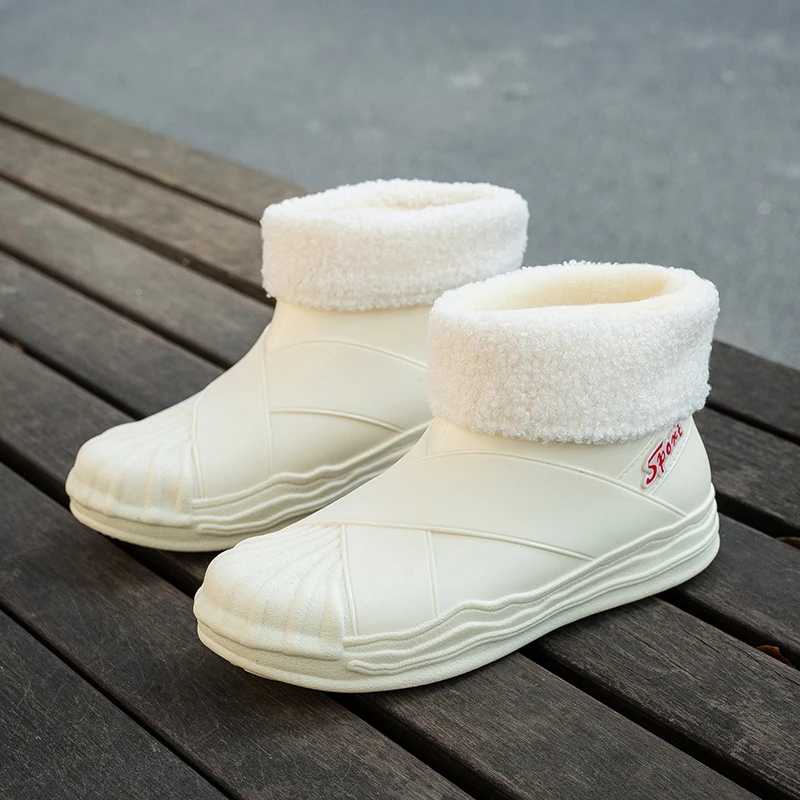 

Fashionable Women's Rain Boots Waterproof Work Rubber Slip-Resistant Booties Inner Fce Liner Zapatillas De Mujer Chaussure Femme