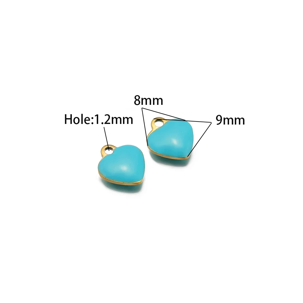 20pcs Stainless Steel Multicolor Heart Double-sided Enamel Pendants 9x8mm Heart Charms for DIY Earrings Making Necklace Findings