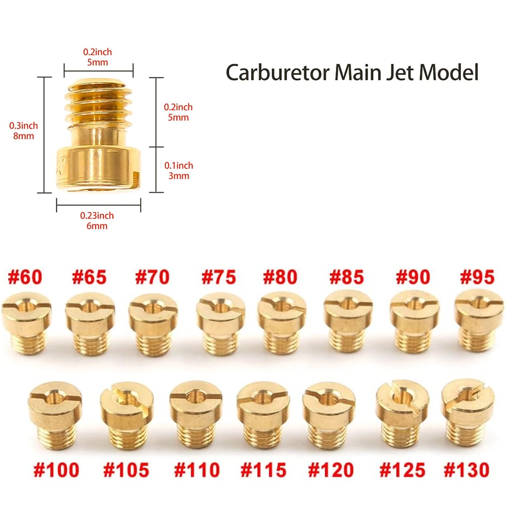 15 Pieces Carburetor Main Jet M5 Kit 60 65 70 75 80 85 90 100 105 110 115 120 125 130 for PHNL VHS-MIKUNI VM16-20 PYA PYM Carb