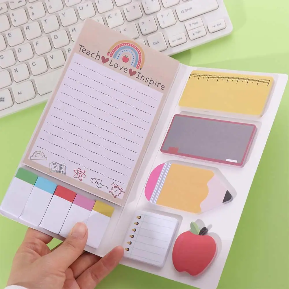 Note adesive per insegnanti a tema per la festa degli insegnanti Blocchi adesivi combinati autoadesivi Set multipezzo Blocchi memo per scrittura simpatico cartone animato