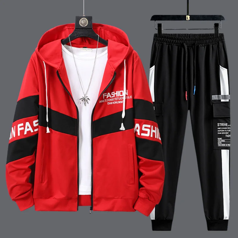 2024 neue Mann Trainings anzüge 2 Stück Sweatshirts Jogging hose Strickjacke Kapuzen pullover setzt Student Ehemann lässig Frühlings sport kleidung