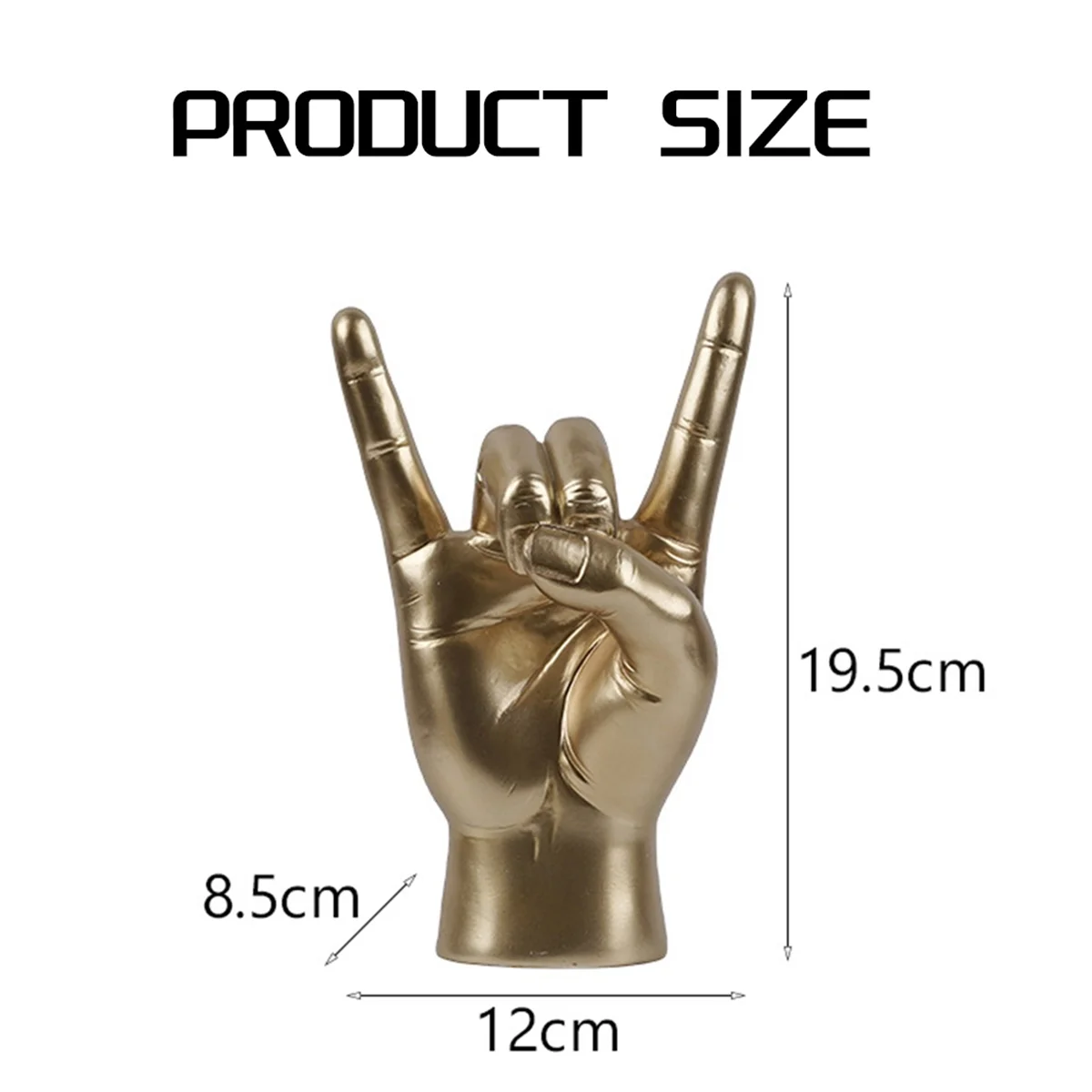 Escultura de dedo artesanal de Arte de música Rock, estatua de gesto de mano de Rock, decoración de sala de estudio de amante de la música, mano R dorada
