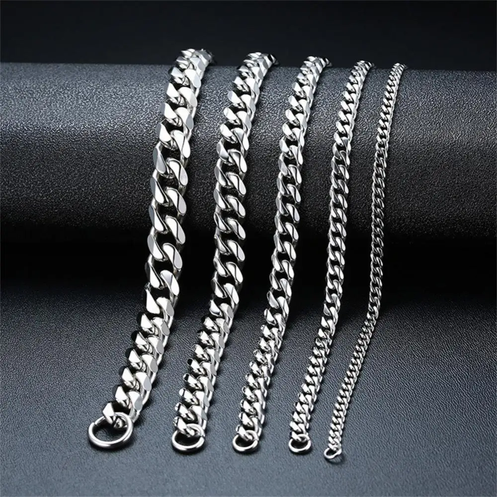 1PCS Dog Chain Collar Cuban Link Dog Collar 18K Stainless Steel Metal 15mm Gold Silver Dog Collar for Puppy Small Medium Large