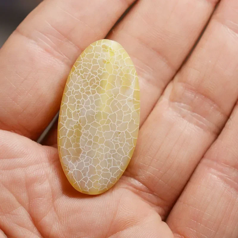 20x40mm large oval yellow crack straight hole agate quartz camo piece pendant beads DIY jewelry making