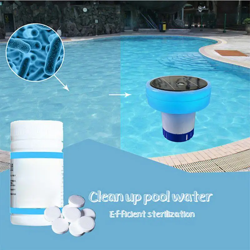 Pool Clorination Float Solar Floating Chlorine Dispenser Pond Tablet Holder Easy Opening Holder Cleaning Supplies Adjustable