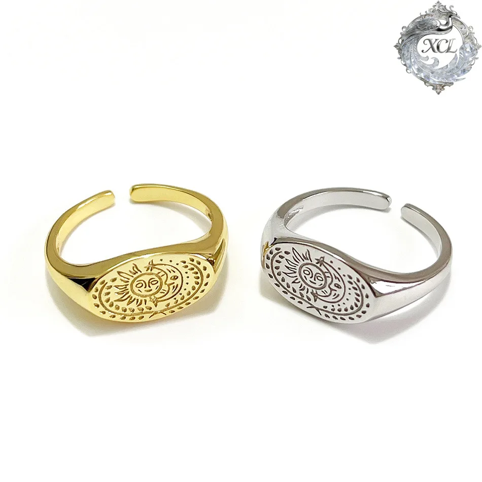 

S925 Sterling Silver Sun Moon Open Ring for Women Retro Punk Minimalist Ring Trendy Japanese Korean Niche Finger Ring Jewelry