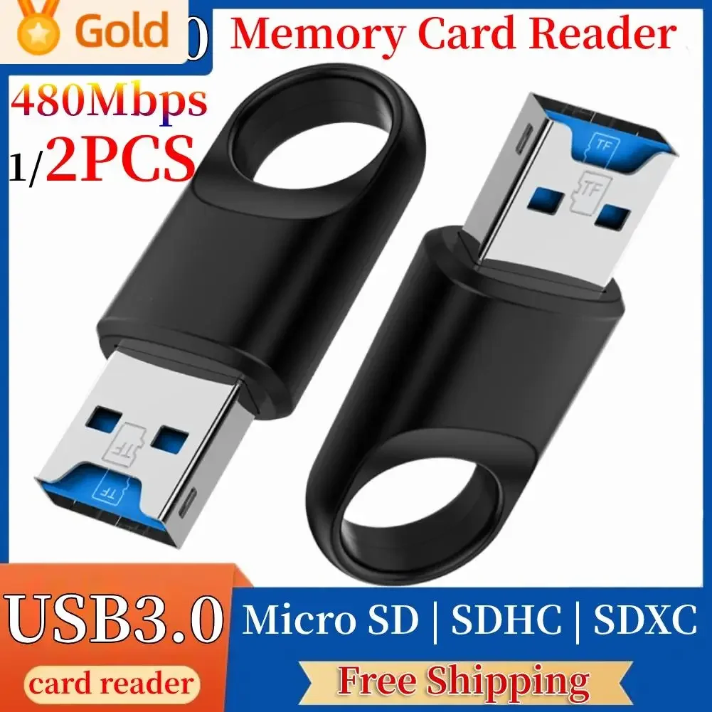 

2PCS Mini Memory Card Reader Adapter Portable USB3.0 High Speed TF Card Memory Card Reader For TF SD PC Computer Laptop Desktop