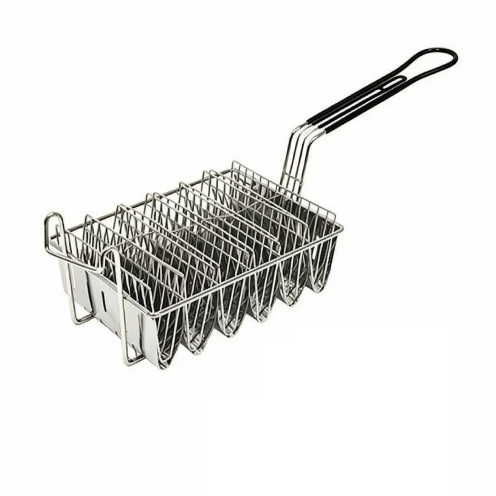 Iron Nickel Plated Taco Shell Fryer Basket with Wire Mesh Insert for Homemade Mexican Snacks Hot Oil Cooking Tool