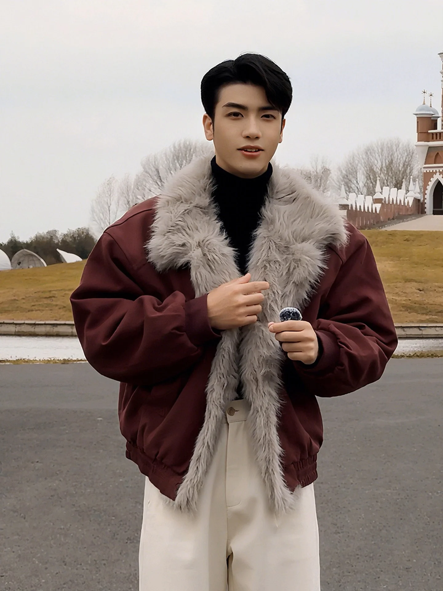 سترات قطنية عصرية للرجال لشتاء 2025 معاطف قطنية جديدة سميكة من الفرو للرجال بأكمام طويلة سترات أنيقة وأنيقة #2