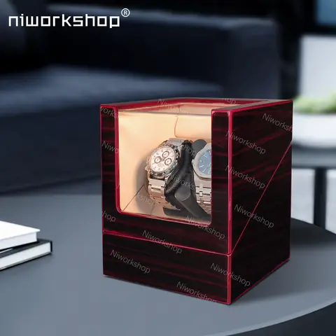 1pc Niworkshop 자동 시계 와인더, 조용한 작동, 고급스러운 목재 디자인 시계 상자 USB/배터리 구동
