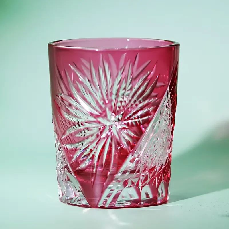 Luxury Hand Blown Crystal Whiskey Glass Edo Kiriko Cut Pattern Bourbon Tumbler Elegant Barware Gift Set Custom Engraving