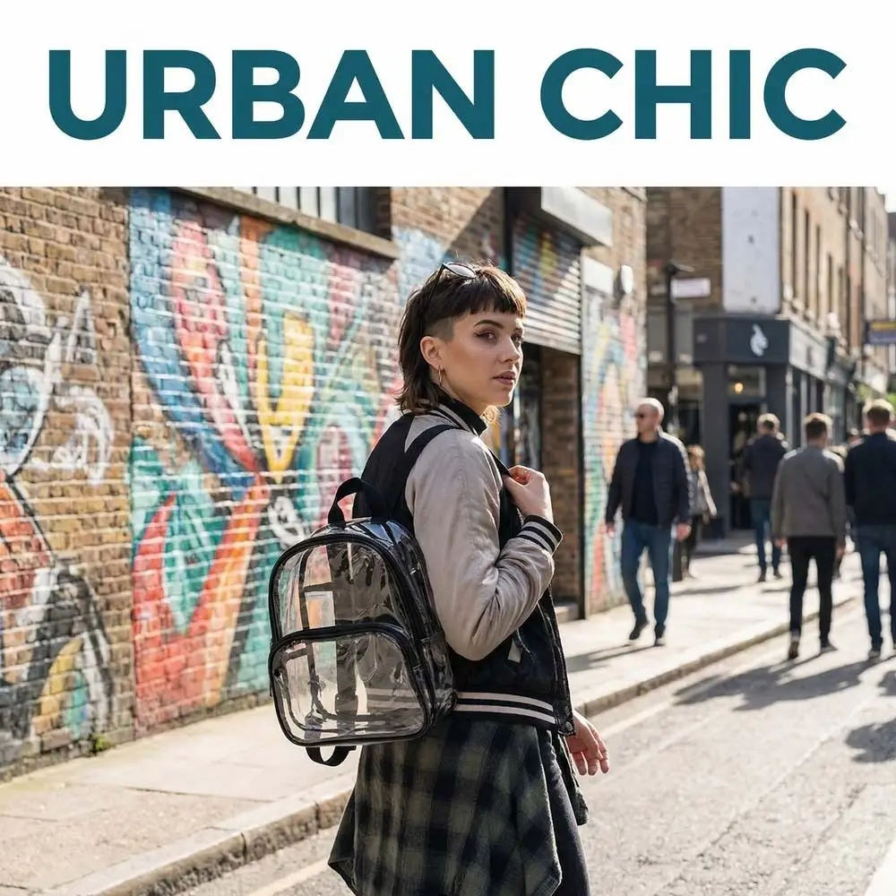 

Waterproof Transparent Backpack Zipper Large Capacity Students School Bag Adjustable Shoulder Strap Korean Style