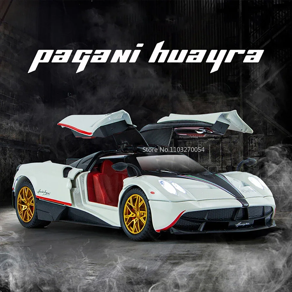 1/24 Pagani Huayra Dinastia Diecast Alloy Cars Model Toys 4 Doors Opened Sound Light Pull Back Sports Vehicles For Kids Present