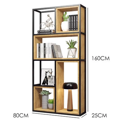 أرفف تقسيم من الحديد المطاوع للمكتب من الأرض إلى السقف، شبكة من الخشب الصلب متعددة الطبقات #6