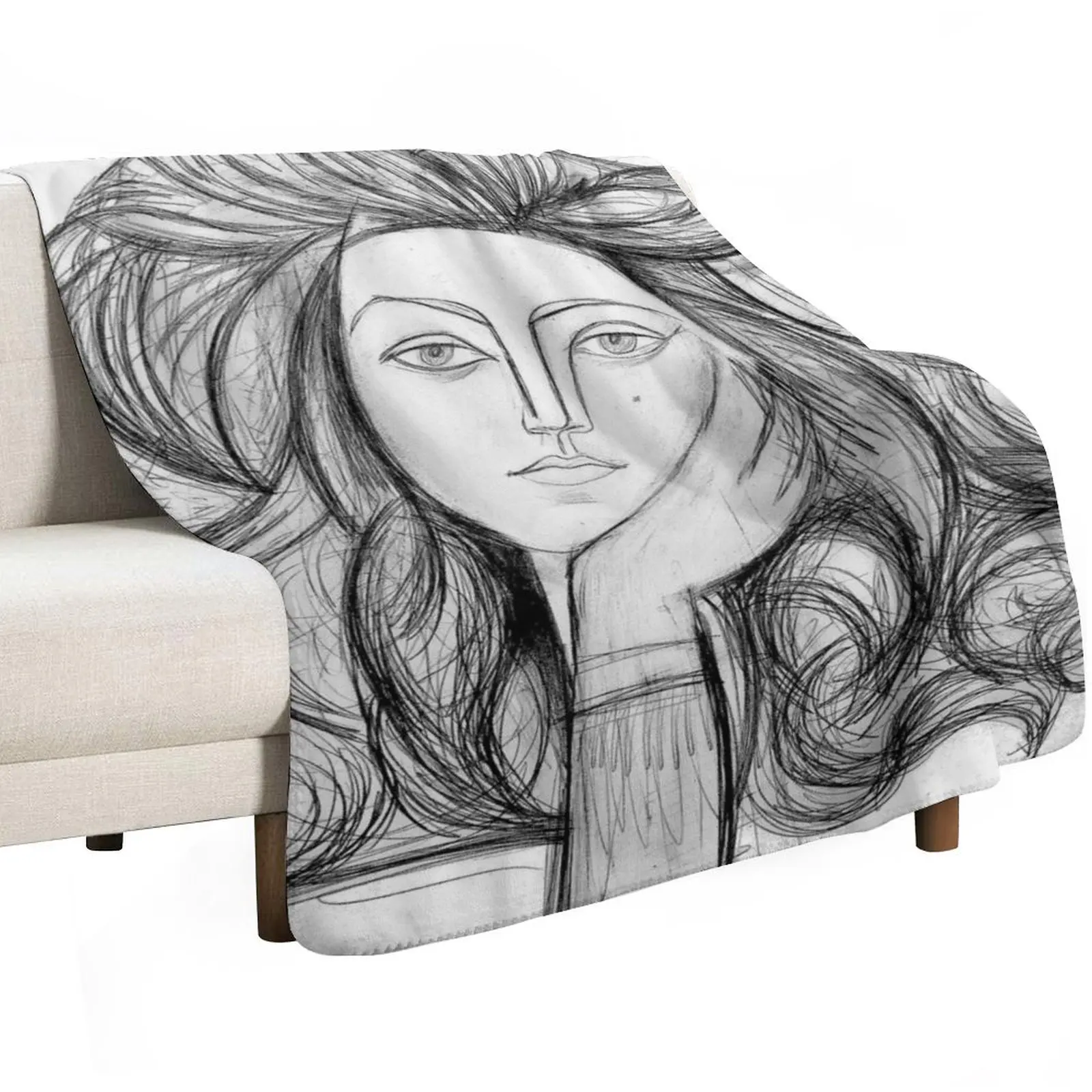 FRANCOISE 1946 : Vintage Abstract Charcoal Print Throw Blanket Luxury Tourist Bed funny gift Retros Bed covers Blankets