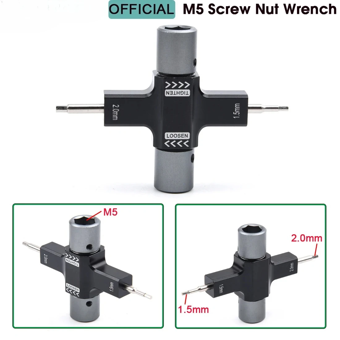 M5 Screw Nut Wrench with Built in One Way Bearing 1.5mm 2.0mm Screwdriver Release Propeller Motor Tool For RC FPV Racing Drone