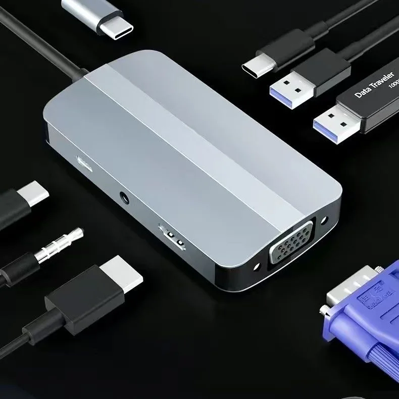 8/11/12-in-1 Type C Dock USB C Hub 3.0 Splitter Multiport Adapter 4K HDMI RJ45 SD/TF VGA HDMI PD for Laptop MacBook iPad xiaomi