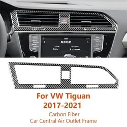 For Volkswagen VW Tiguan 2017-2021 Carbon Fiber Car Central Control Air Outlet Frame Decorative Sticker Auto Interior Accesorios