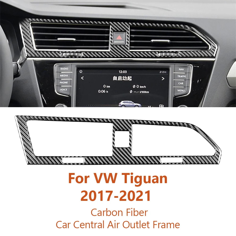 For Volkswagen VW Tiguan 2017-2021 Carbon Fiber Car Central Control Air Outlet Frame Decorative Sticker Auto Interior Accesorios