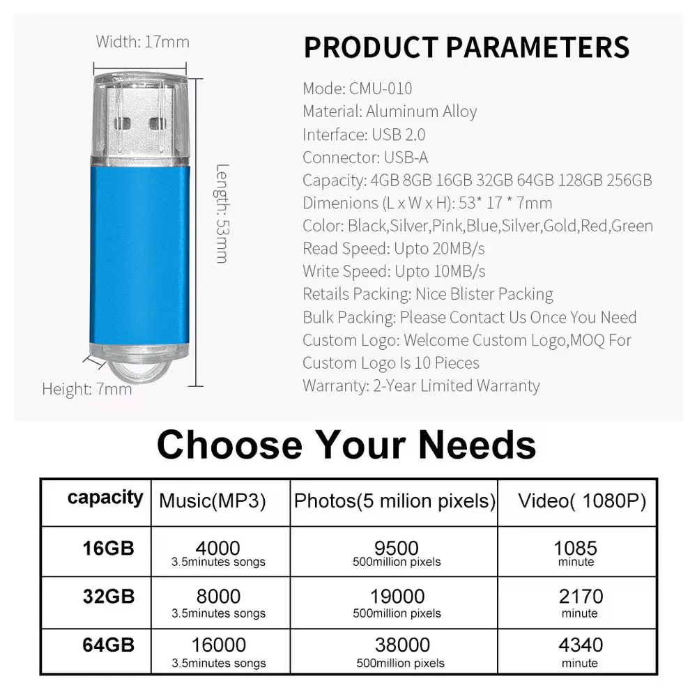 10 قطعة شعار مخصص اللون USB 2.0 محرك فلاش USB 8GB 16GB 32GB 64GB USB عصا القلم محرك 1GB 2GB4GB بندريف للهواتف الذكية/الكمبيوتر