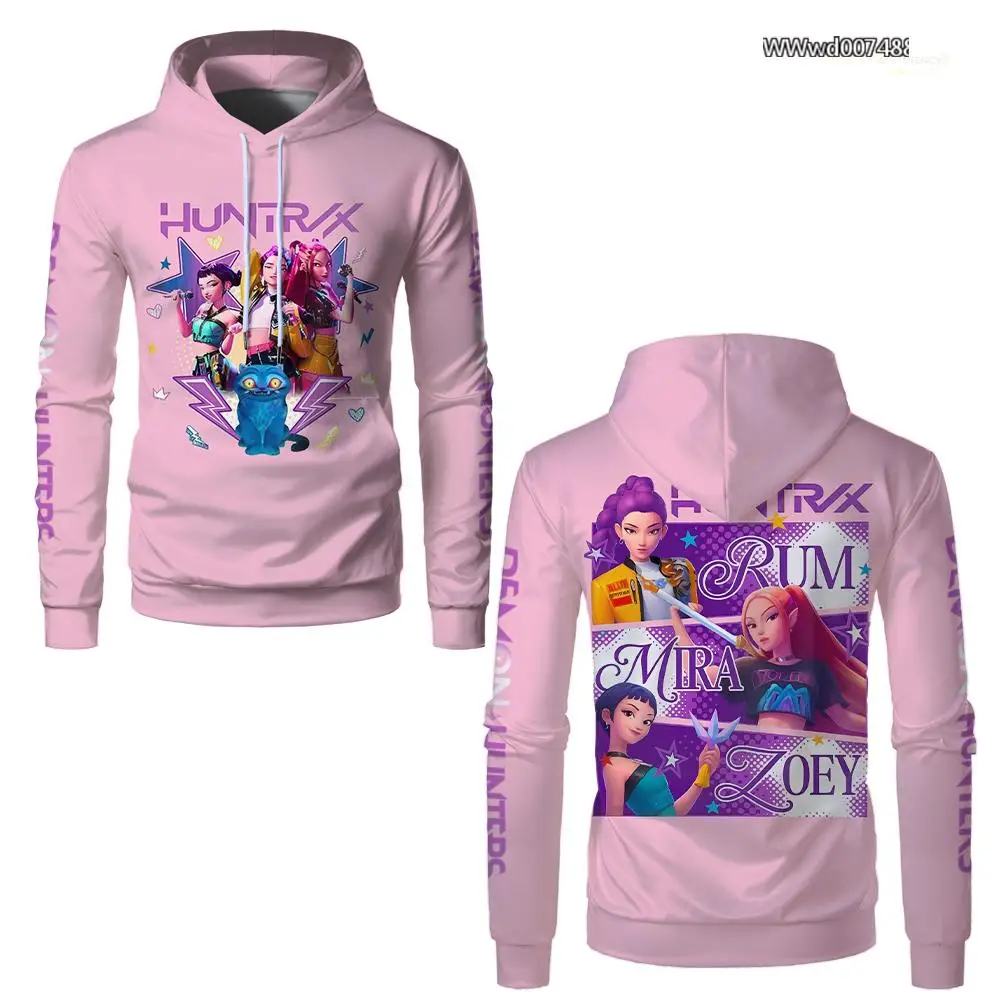 Kpop Demon Hunter Graphic Hoodies Fashion Harajuku Style Unisex Casual Long-sleeved Sweatshirts Cartoon Pattern Y2k Streetwear