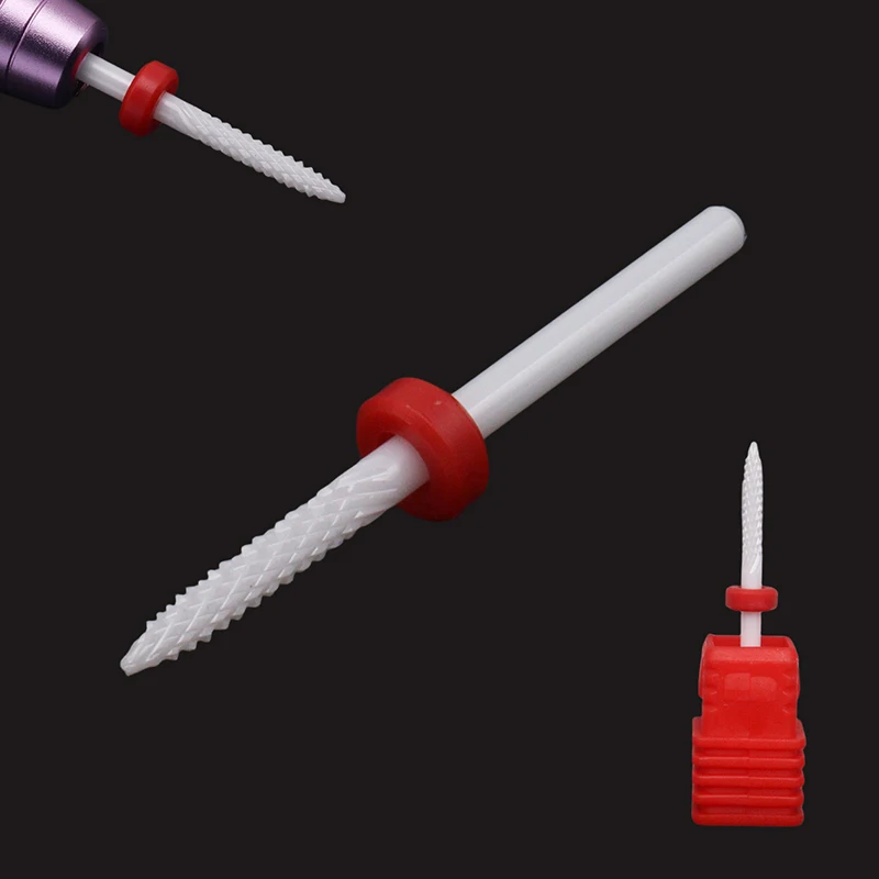 FA0214TC Cuticle Clean Bit White Ceramic Nail Drill Bit Art Salon Electric Drill Ceramic Nail Drill Bit For Nail  High Quality