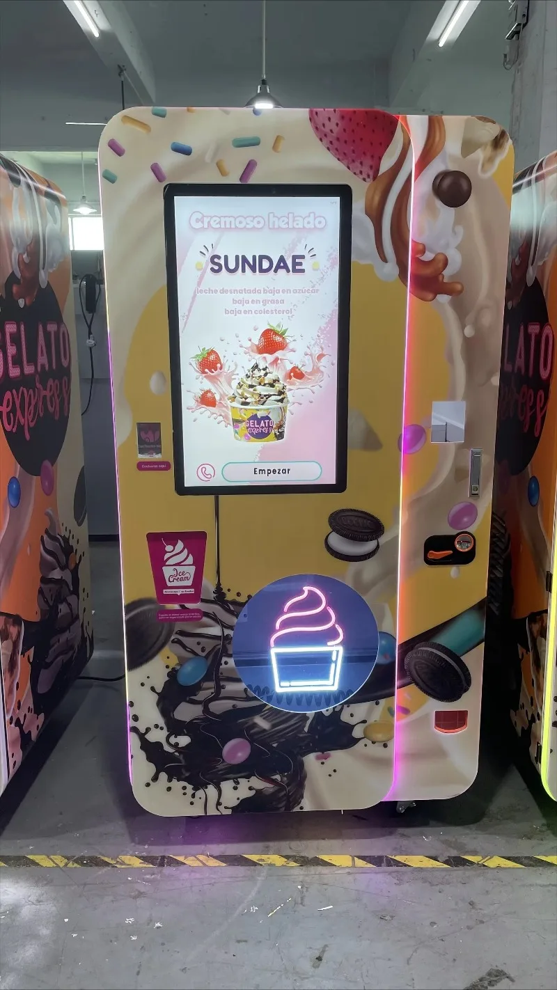 Thick Ice Cream Support Vending Machine Adjustable Hardness Taste Custom Unmanned Automatic Vending Equipment