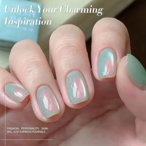 Imagen 2 del producto 1-6PCS Esmalte de Uñas en Gel Ojo de Gato Efecto Sirena con Cuentas de Cristal, Gel Ojo de Gato Azul Verde Blanqueador, Material para Uñas, Venta Caliente