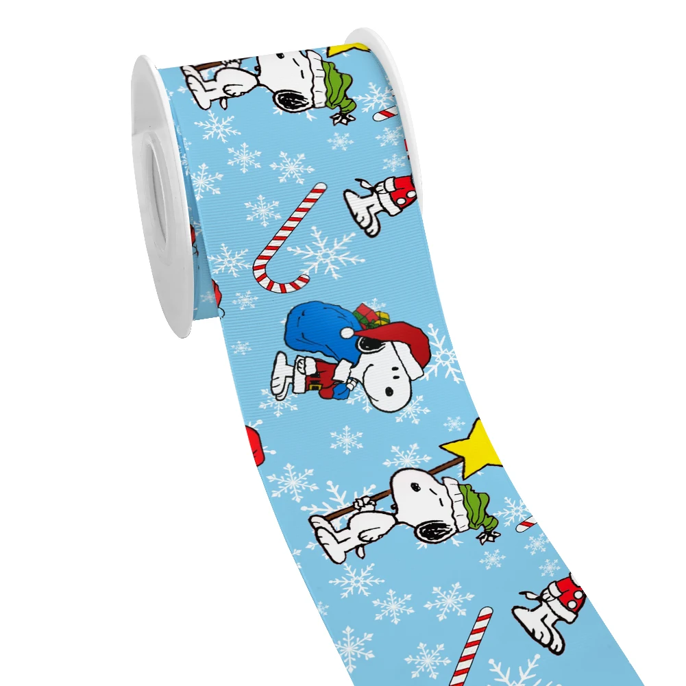 Mini Weihnachten Cartoon Snoopy Design gedruckt Gros grain Satin band für Geschenk verpackung Haars chleife 50 Meter