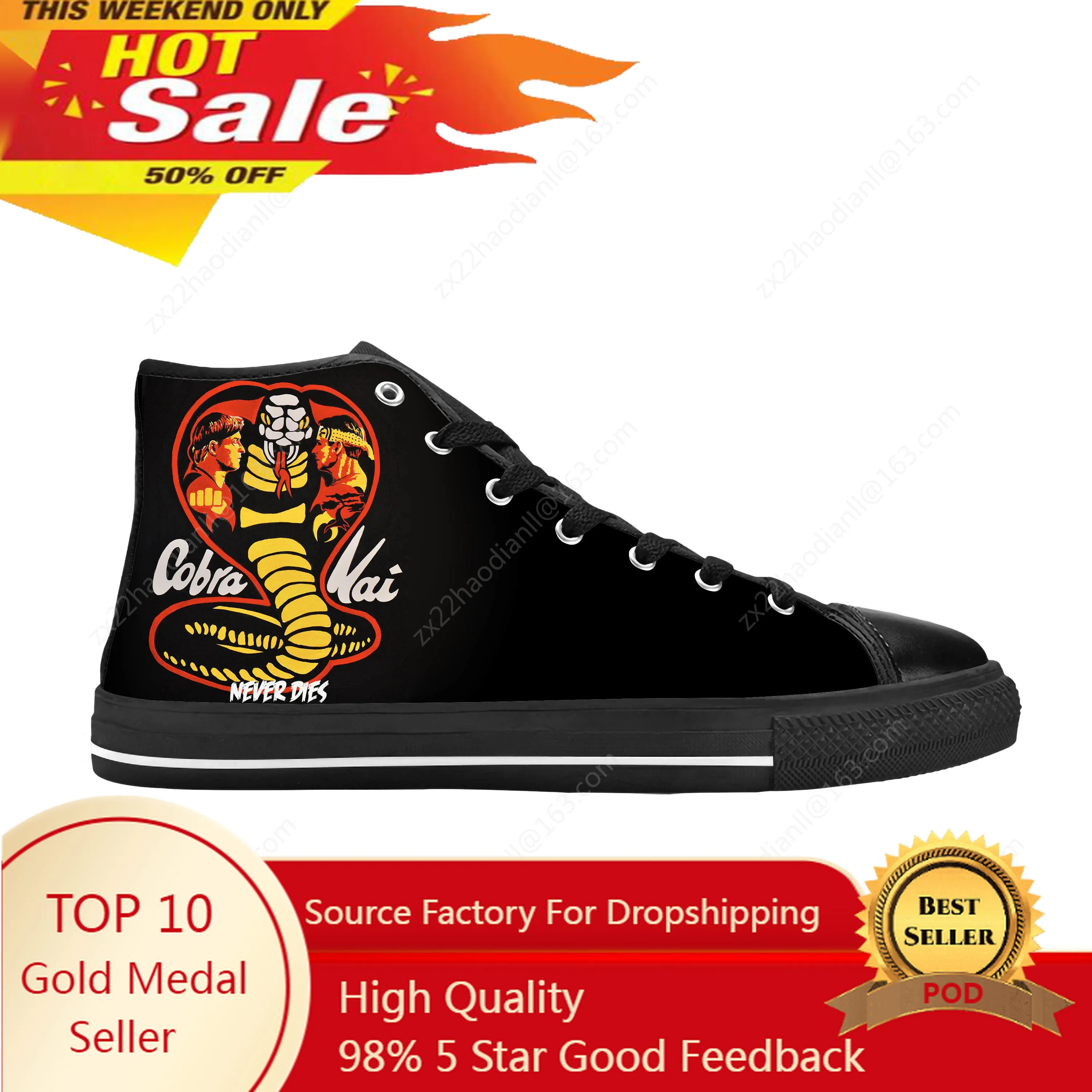 

Cobra Kai Karate Kid Strike First Hard No Mercy Casual Cloth Shoes High Top Comfortable Breathable 3D Print Men Women Sneakers