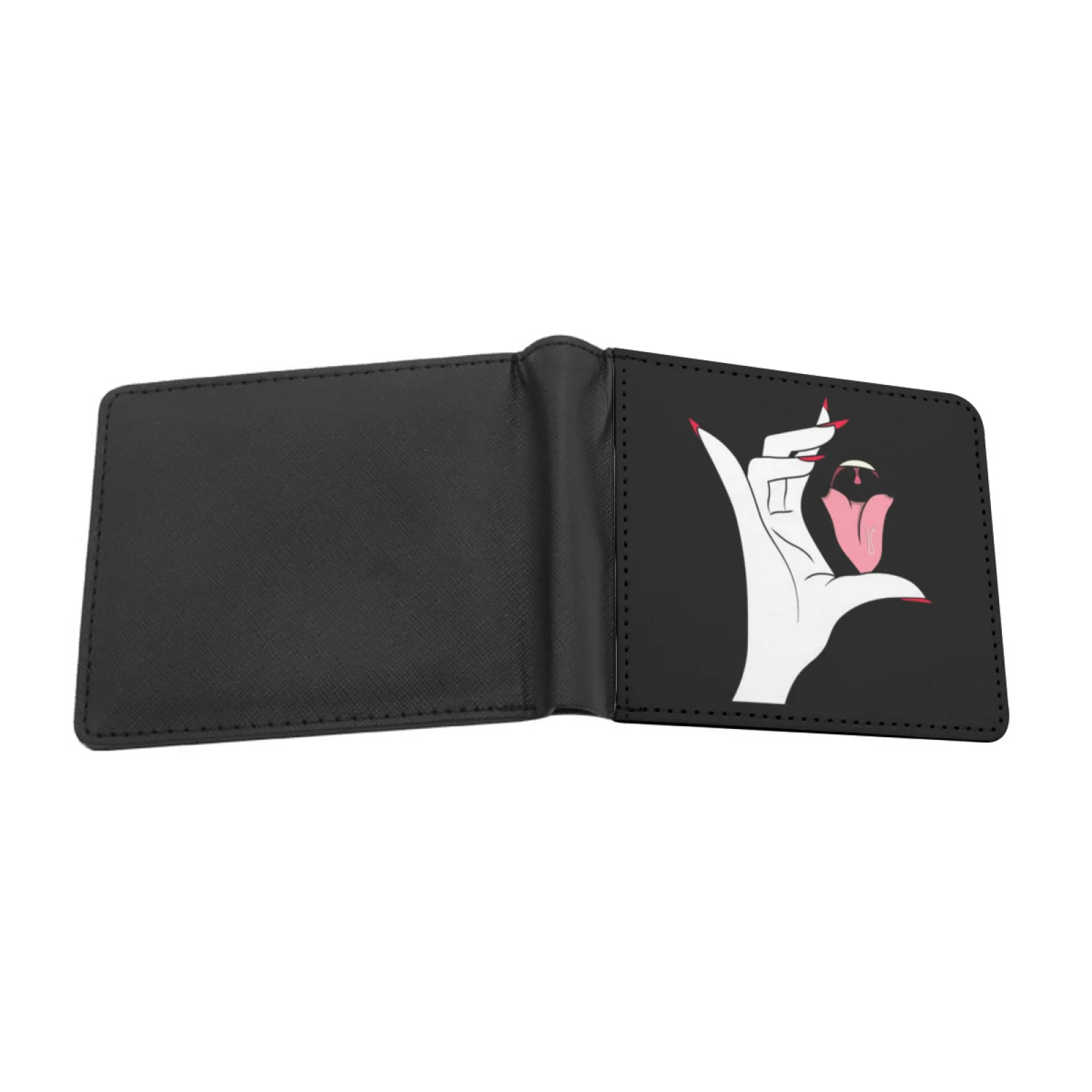 Sexy Cartoon Illustration Deepthroat Queen Personalized Men's Leather Wallet Credit Card Pouch Purse Queen Queen Funny Adult