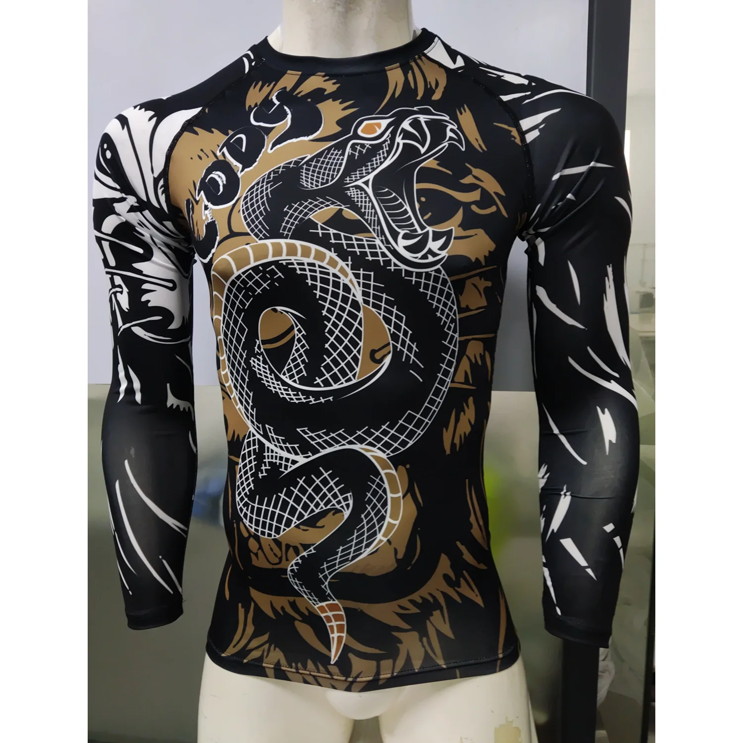 Cody Lundin Men Compression Running Fitness Rash Guard Sublimation Lion Printed Long Sleeve MMA jiu jitsu BJJ Rashguard For Men