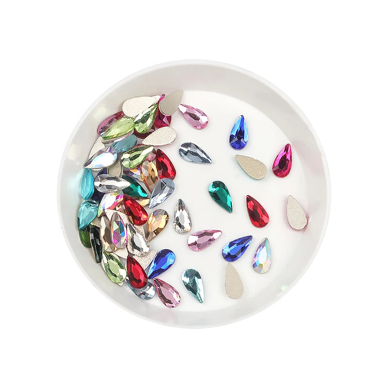 Strass Nail Art en forme de goutte, dos plat, décorations de manucure bricolage, mini diamant, pierre de verre, 12 documents, 4x8mm, 100 pièces, offre spéciale
