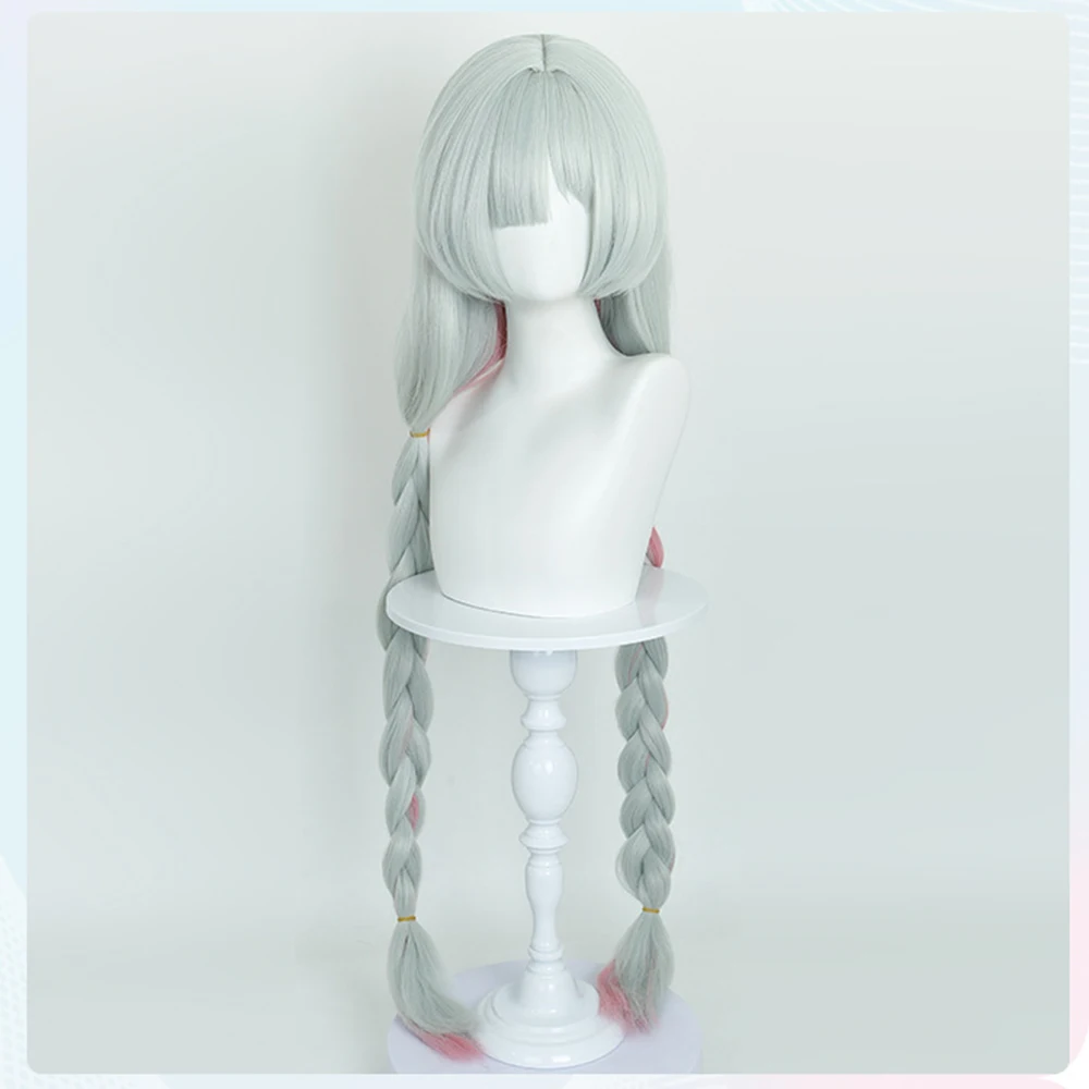Anime Wuthering Waves Phrolova Cosplay Wigs Headwear 110cm Long Simulation Scalp Thick Mixed Puffy Silk Long Hair Wigs
