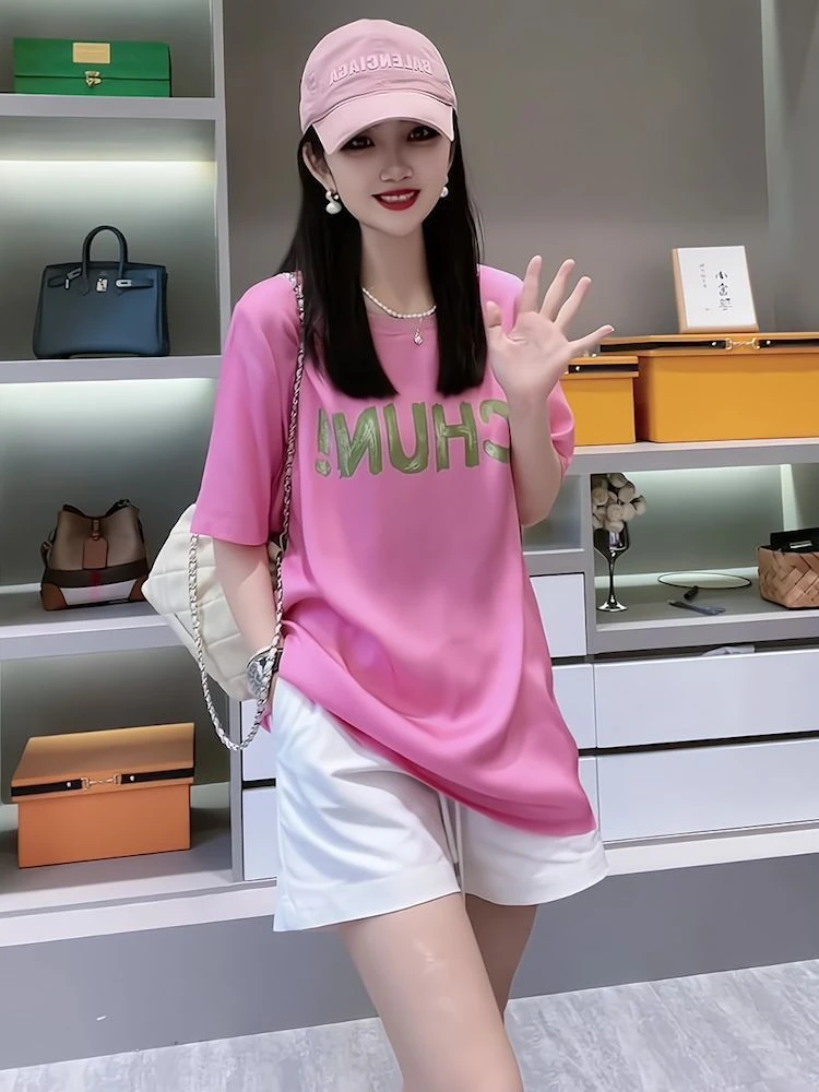 

Summer Casual Fashion Women's Short Sleeve T-Shirt And Shorts Set Light Maturity Style Streetwear Hot Trend Two Piece Suit