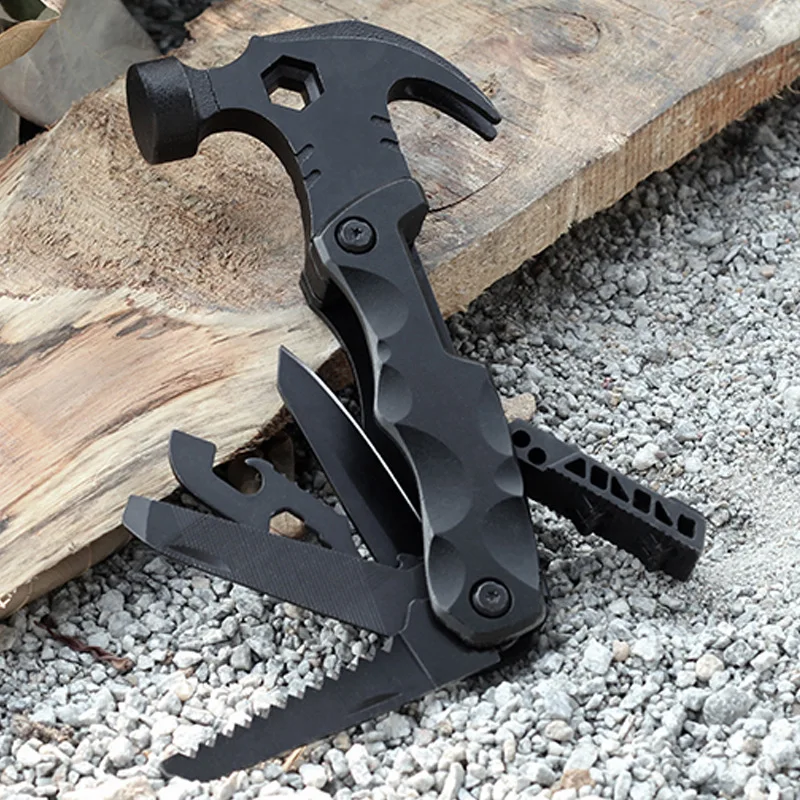 

Multifunctional Sheep Horn Hammer Outdoor Camping Portable Combination Tool Home Emergency Repair Hammer Knife Wood Saw Wrench