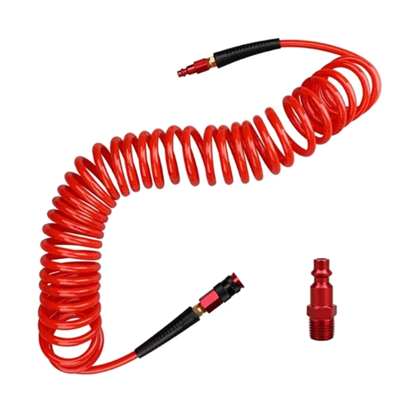 Polyurethane Recoil Air Hose with Bend Restrictor Replacement Air Compressor Hose 1/4