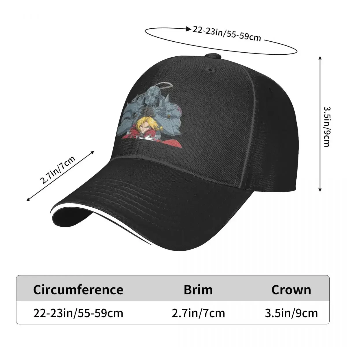 Fullmetal Alchemist Brotherhood Boné de beisebol Designer Hat Ball Cap | -F- |   Chapéu de caminhoneiro feminino masculino