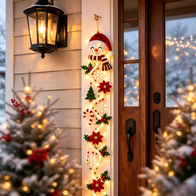 HOT Glowing Christmas Door Hanger Santa Xmas Tree LED Wall Hanging Pendant for 2026 Christmas Home Wall Front Door 2027New Year